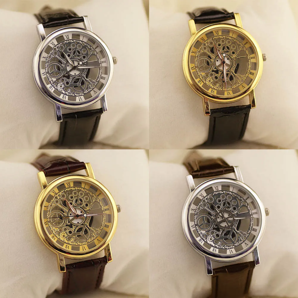 New Fashion Engraving Watches Imitation of Mechanical Watch Gift