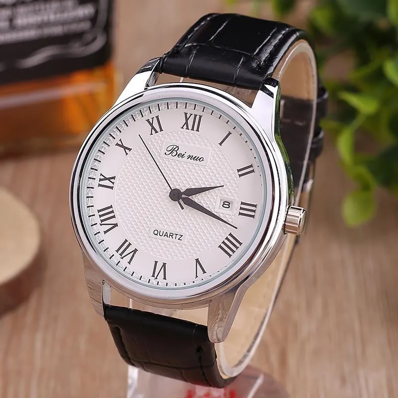 New High Grade Relogio Masculino Luxury Fashion Men Watch Men's PU Leather Business Quartz Watch Relojes Hombre