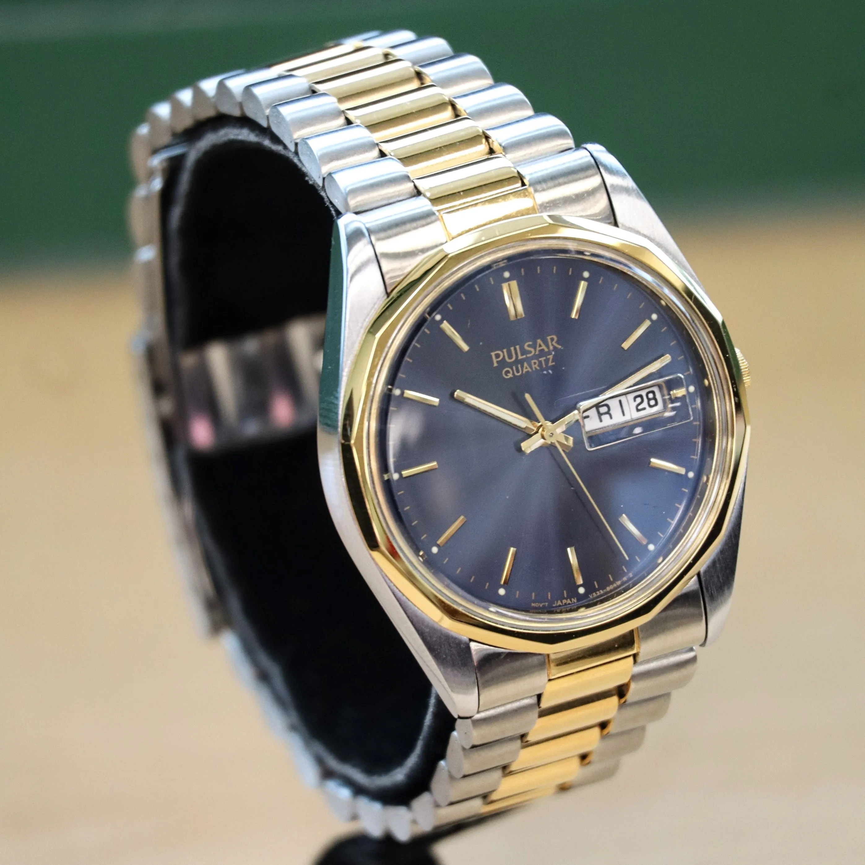 NOS PULSAR Quartz Watch Ref. PPX108 Day/Date Two-Tone Case & Bracelet Wristwatch Box & Papers!