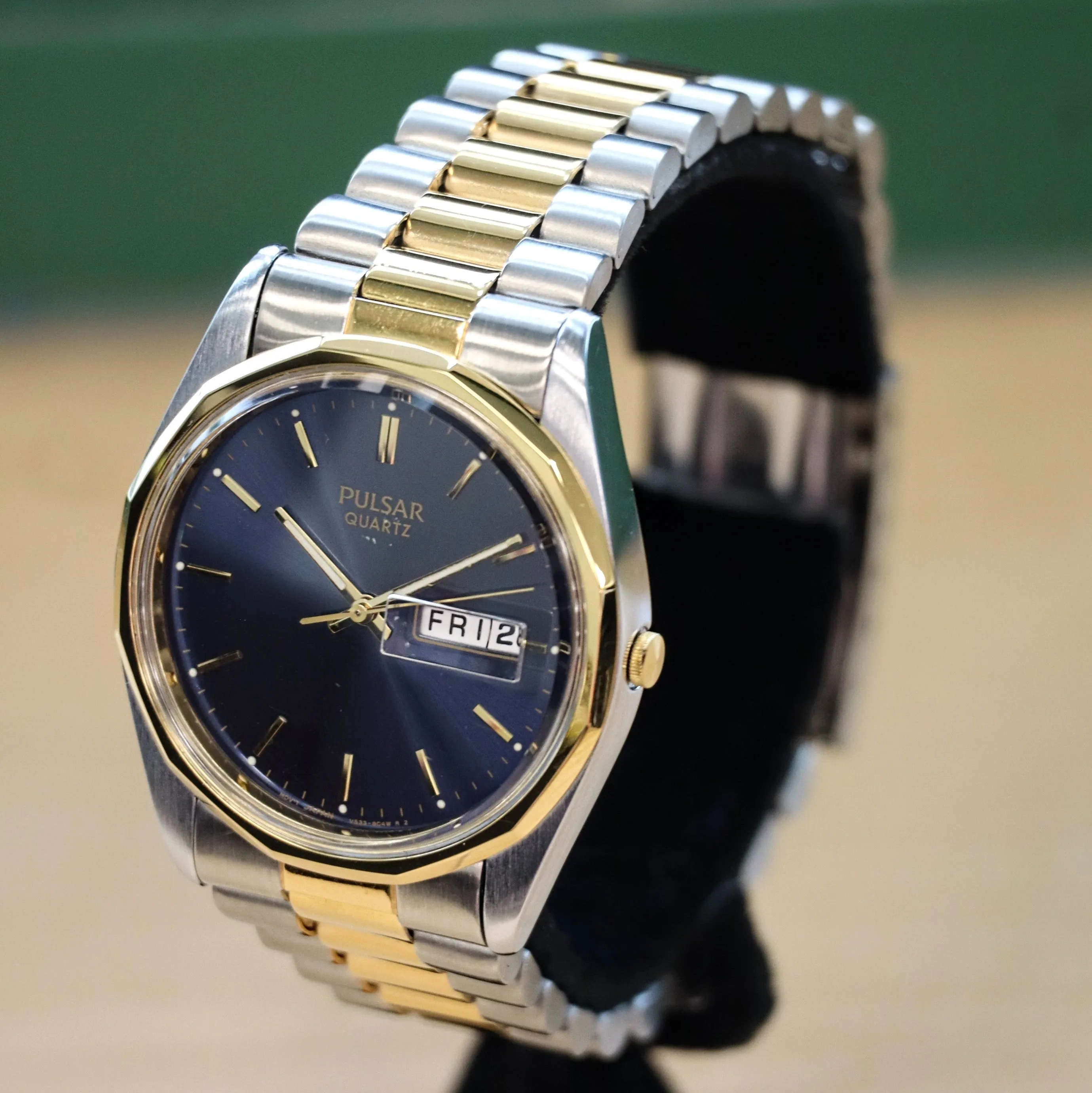 NOS PULSAR Quartz Watch Ref. PPX108 Day/Date Two-Tone Case & Bracelet Wristwatch Box & Papers!