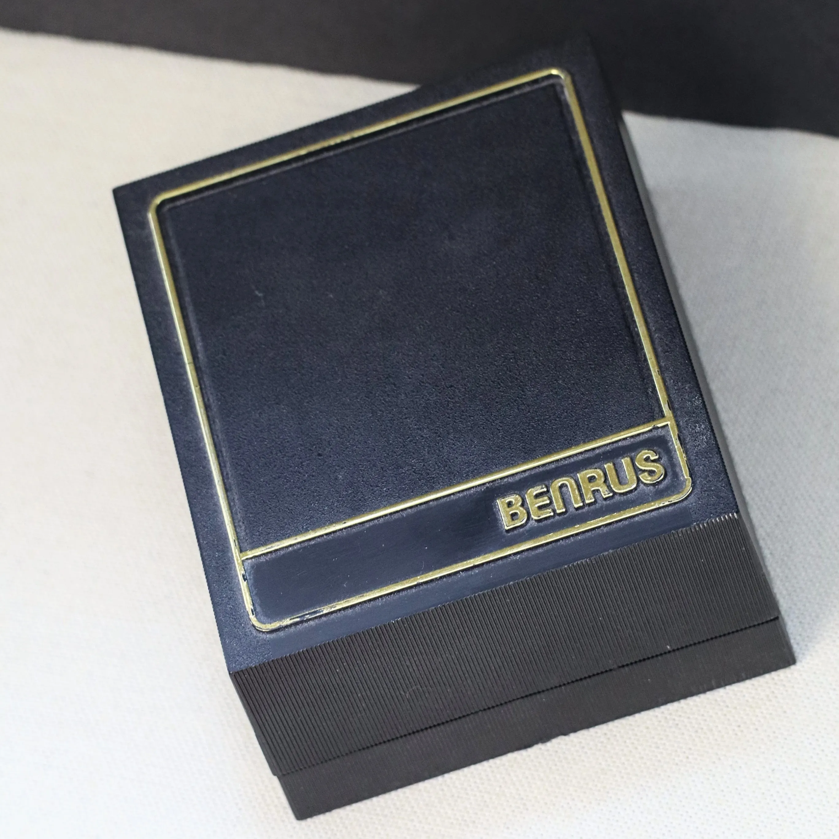 NOS Vintage BENRUS Diamond Quartz Watch Tank Case - ALL Original In BOX!