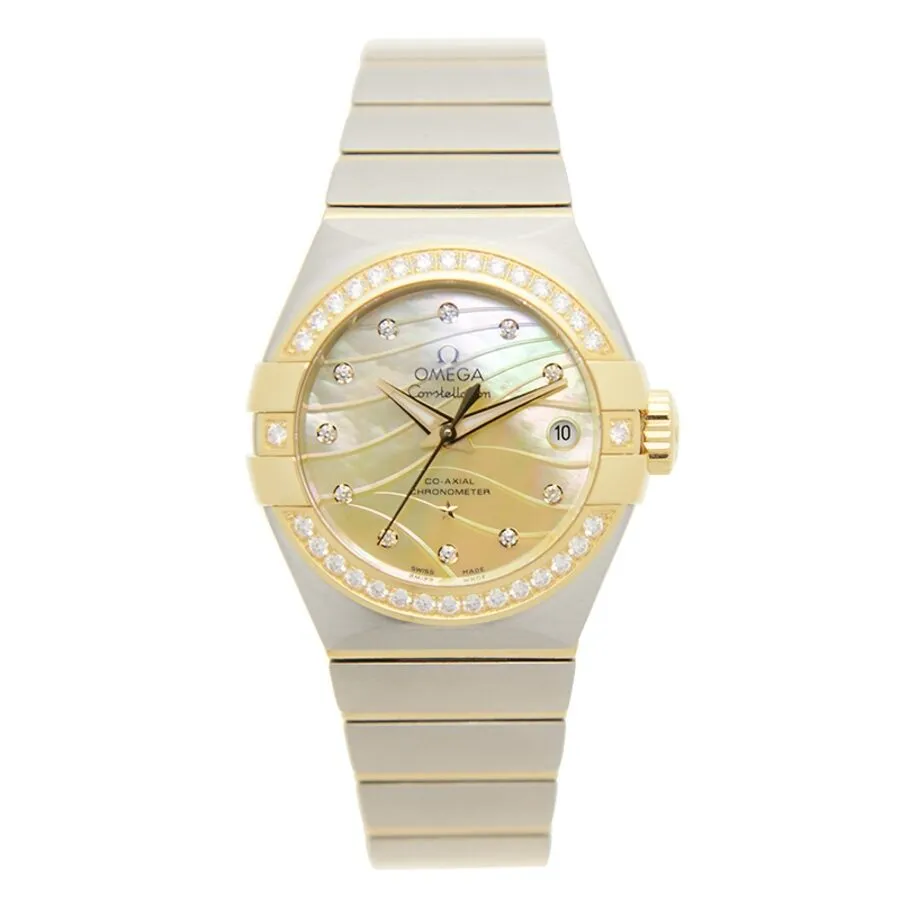 Omega Constellation Champagne Mother of Pearl Dial Automatic Diamond Ladies Watch 123.25.27.20.57.002