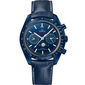 Omega Speedmaster Moonphase 44.25 mm, blue ceramic on leather strap