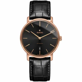 Rado DiaMaster Thinline  Men's R14068166 Black Leather Watch