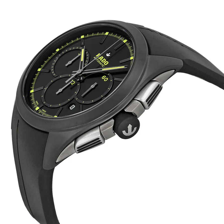 Rado Hyperchrome Chronograph Black Dial Black Rubber Men's Watch R32525179