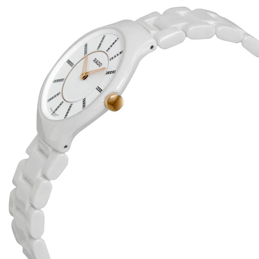 Rado Thinline Jubile White Dial White Ceramic Ladies Watch R27958702