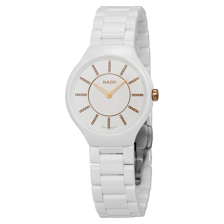 Rado Thinline Jubile White Dial White Ceramic Ladies Watch R27958702
