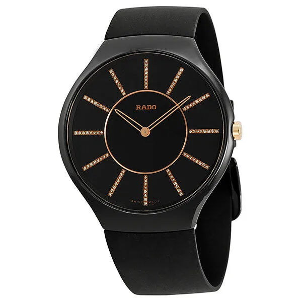 Rado True Thinline Diamond Black Dial Black Ceramic Men's Watch R27741709
