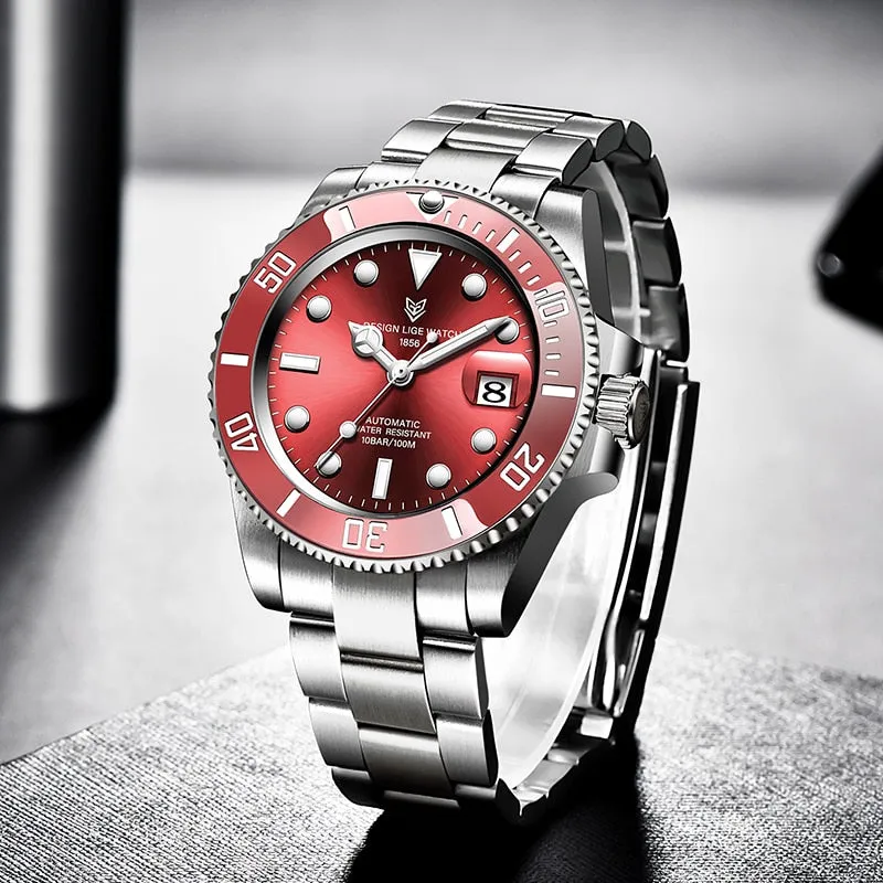 Red Sapphire Waterproof Automatic Mechanical Men Watch