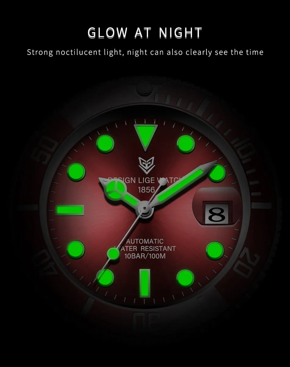 Red Sapphire Waterproof Automatic Mechanical Men Watch