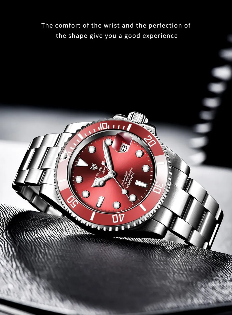 Red Sapphire Waterproof Automatic Mechanical Men Watch