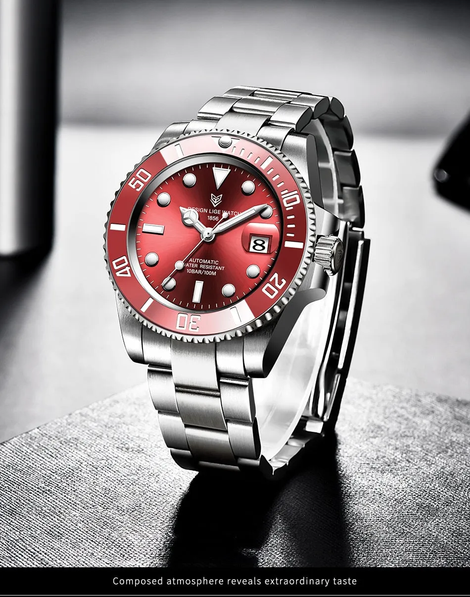 Red Sapphire Waterproof Automatic Mechanical Men Watch