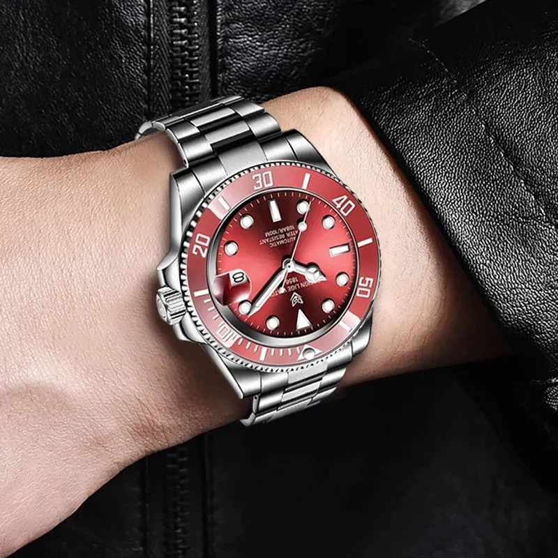 Red Sapphire Waterproof Automatic Mechanical Men Watch