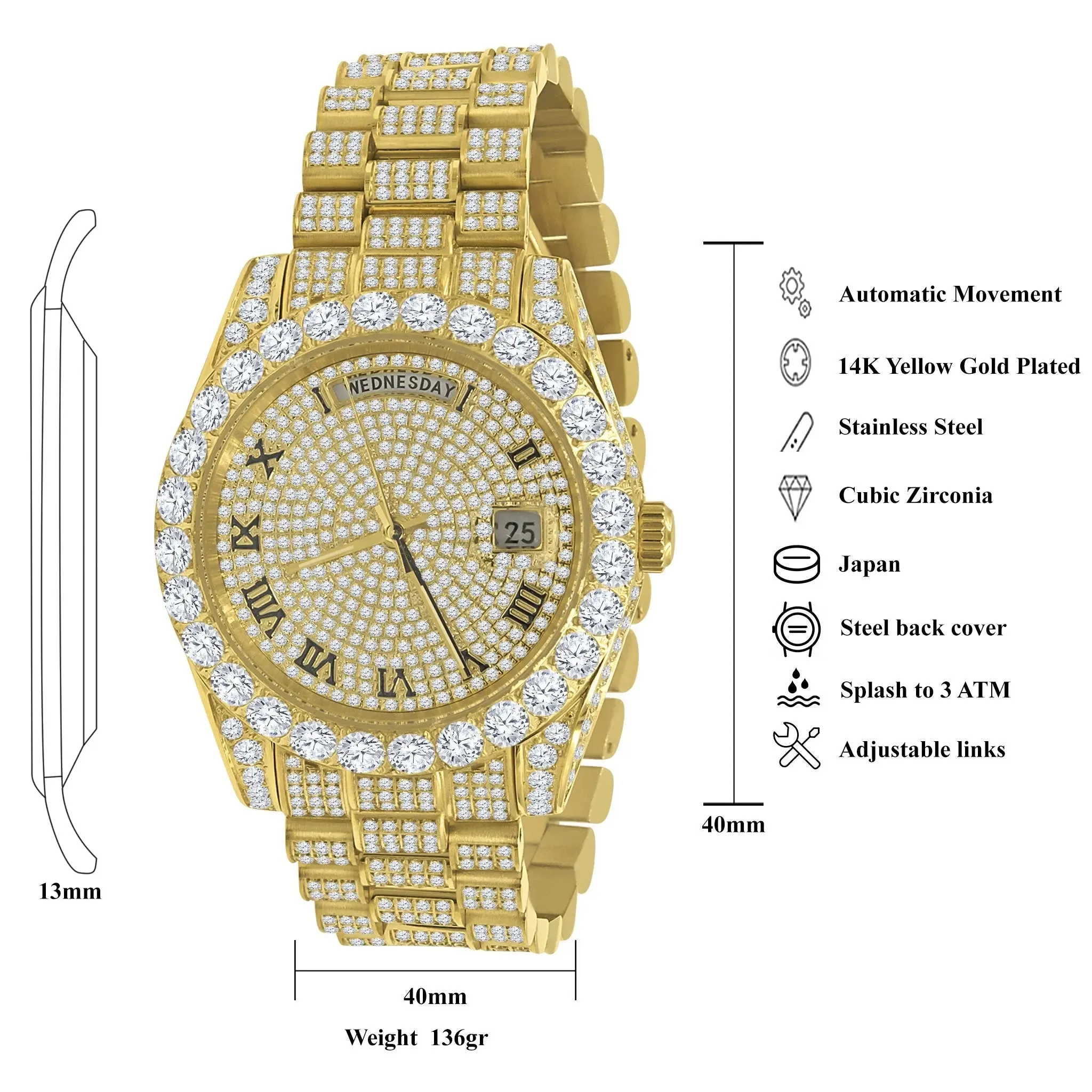 Regal Elegance Stainless Steel Bling Watch | 530842