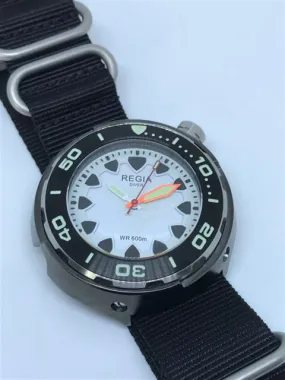 Regia Diver 2018 - NEW White Scuba Ghost RIDER dial (Silver) (free shipping)