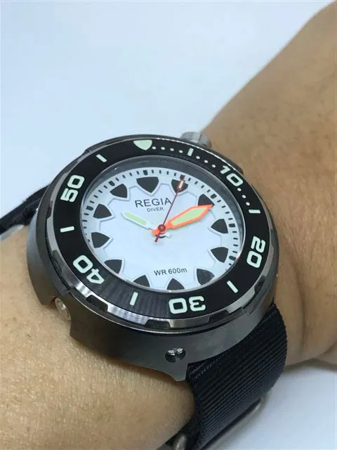 Regia Diver 2018 - NEW White Scuba Ghost RIDER dial (Silver) (free shipping)