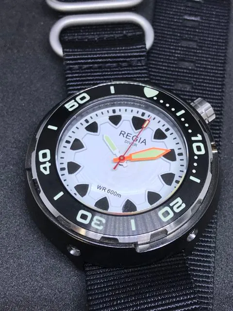 Regia Diver 2018 - NEW White Scuba Ghost RIDER dial (Silver) (free shipping)