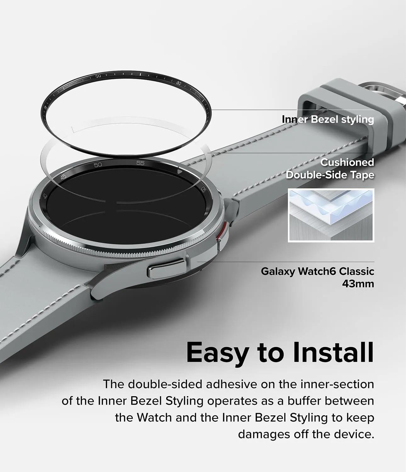 Ringke Inner Bezel Styling Compatible with Samsung Galaxy Watch 6 Classic Case (43mm)  - 43-IN-02 (ST) - Black