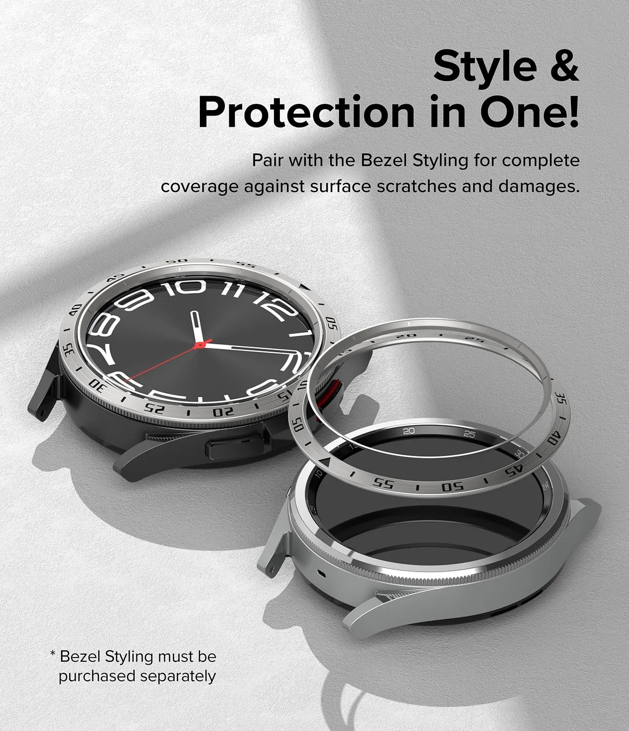 Ringke Inner Bezel Styling Compatible with Samsung Galaxy Watch 6 Classic Case (43mm)  - 43-IN-03 (ST) - Silver