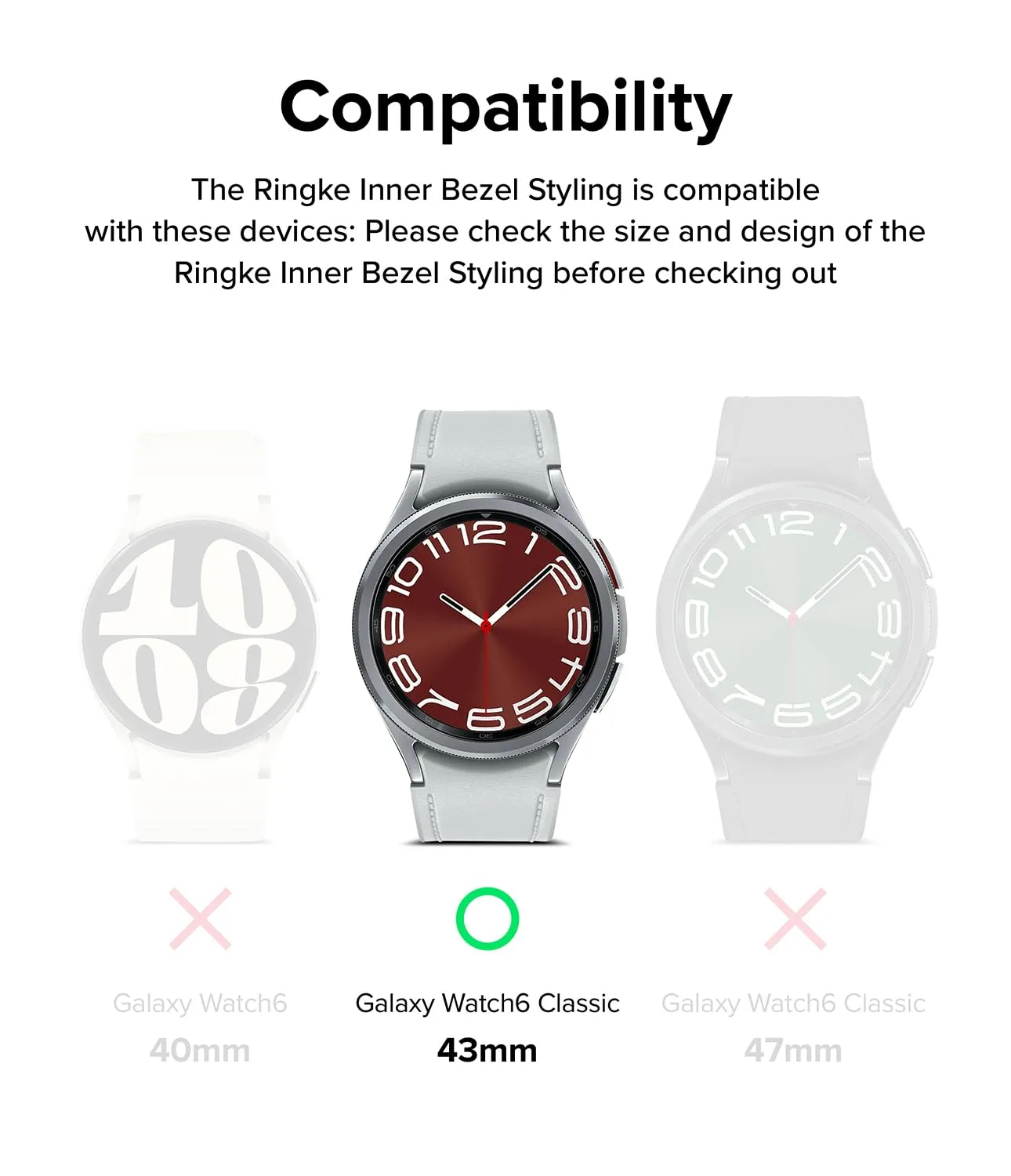 Ringke Inner Bezel Styling Compatible with Samsung Galaxy Watch 6 Classic Case (43mm)  - 43-IN-03 (ST) - Silver