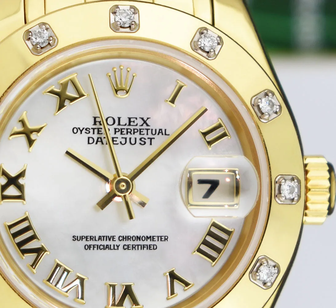 ROLEX 18kt Gold Pearlmaster Masterpiece Mother of Pearl Roman with Papers Model 80318