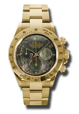 Rolex Cosmograph Daytona Black Mother of Pearl Dial 18K Yellow Gold Oyster Bracelet Automatic Men's Watch 116528BKMRO