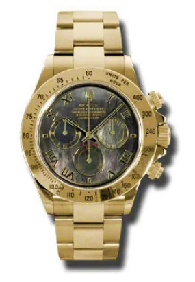 Rolex Cosmograph Daytona Black Mother of Pearl Dial 18K Yellow Gold Oyster Bracelet Automatic Men's Watch 116528BKMRO