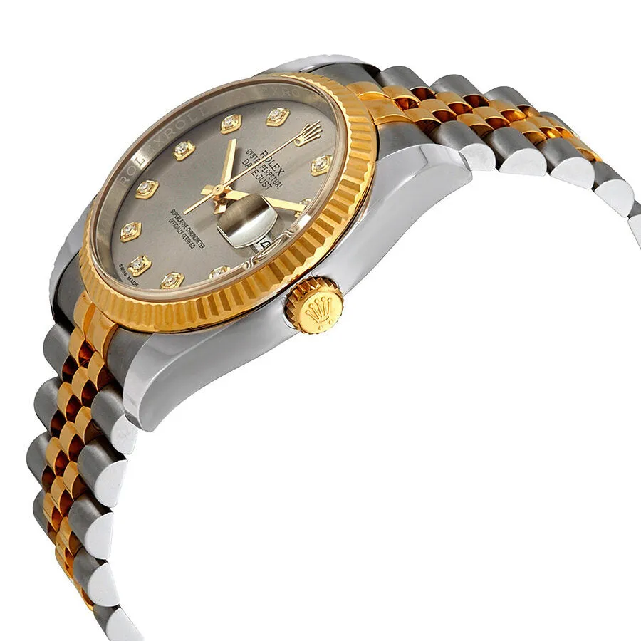 Rolex Datejust 36 Rhodium Diamond Dial Automatic Diamond Ladies Steel and 18kt Yellow Gold Jubilee Watch 116233RDJ