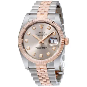 Rolex Datejust 36 Rhodium Diamond Dial Steel and 18kt Everose Gold Men's Watch 116231RDJ