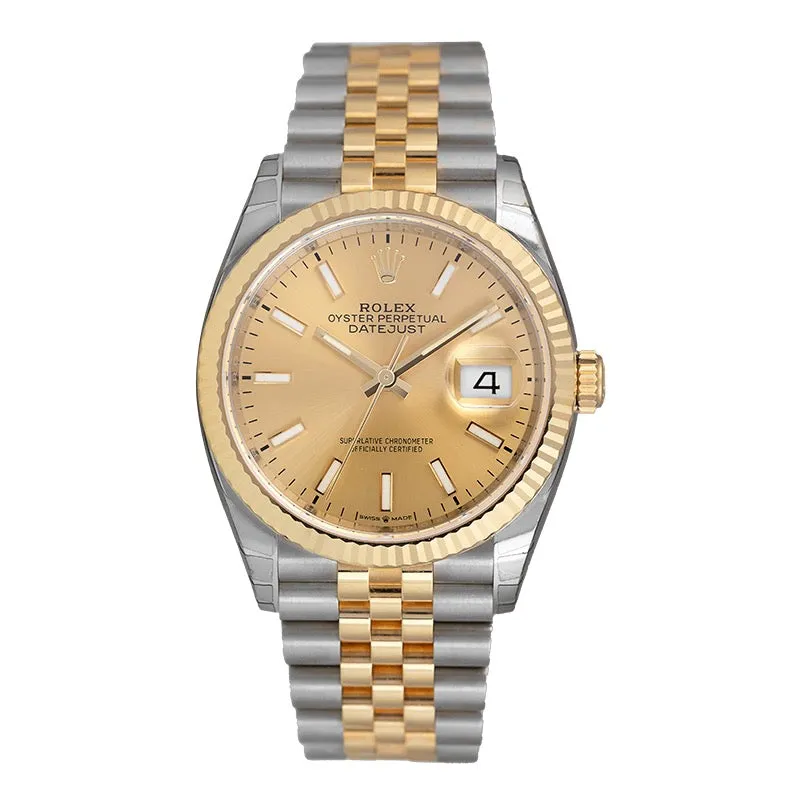 Rolex Datejust 36 Steel and 18ct Yellow gold Champagne/Index Dial 126233 Watch
