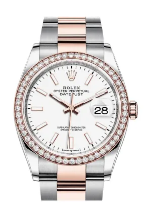 Rolex Datejust 36 White Dial Automatic Men's Steel and 18k Everose Gold Oyster Watch 126281WSO