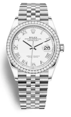 Rolex Datejust 36 White Dial Automatic Unisex Jubilee Watch 126284WRJ