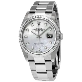 Rolex Datejust 36 White Mother of Pearl Diamond Dial Automatic Men's Oyster Watch 126234MDO