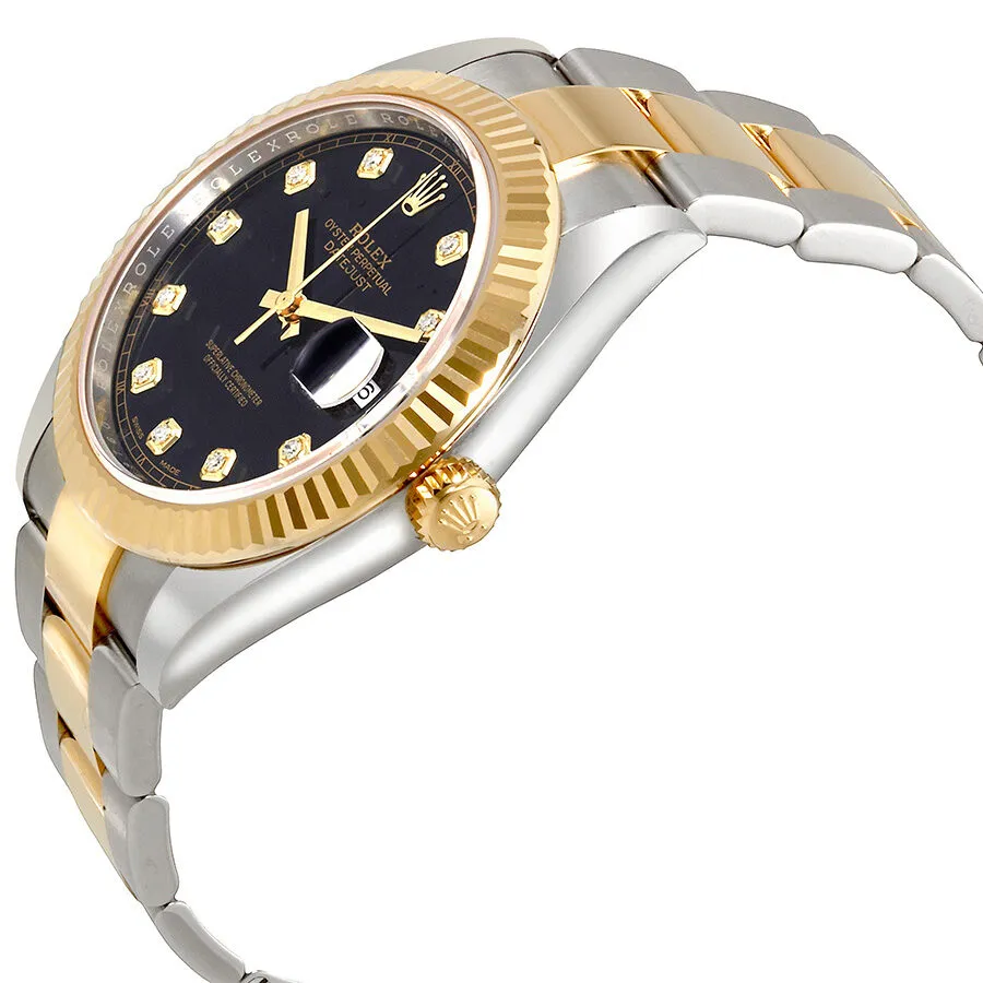 Rolex Datejust 41 Black Dial Diamond Steel and 18K Yellow Gold Oyster Men's Watch 12633BKDO