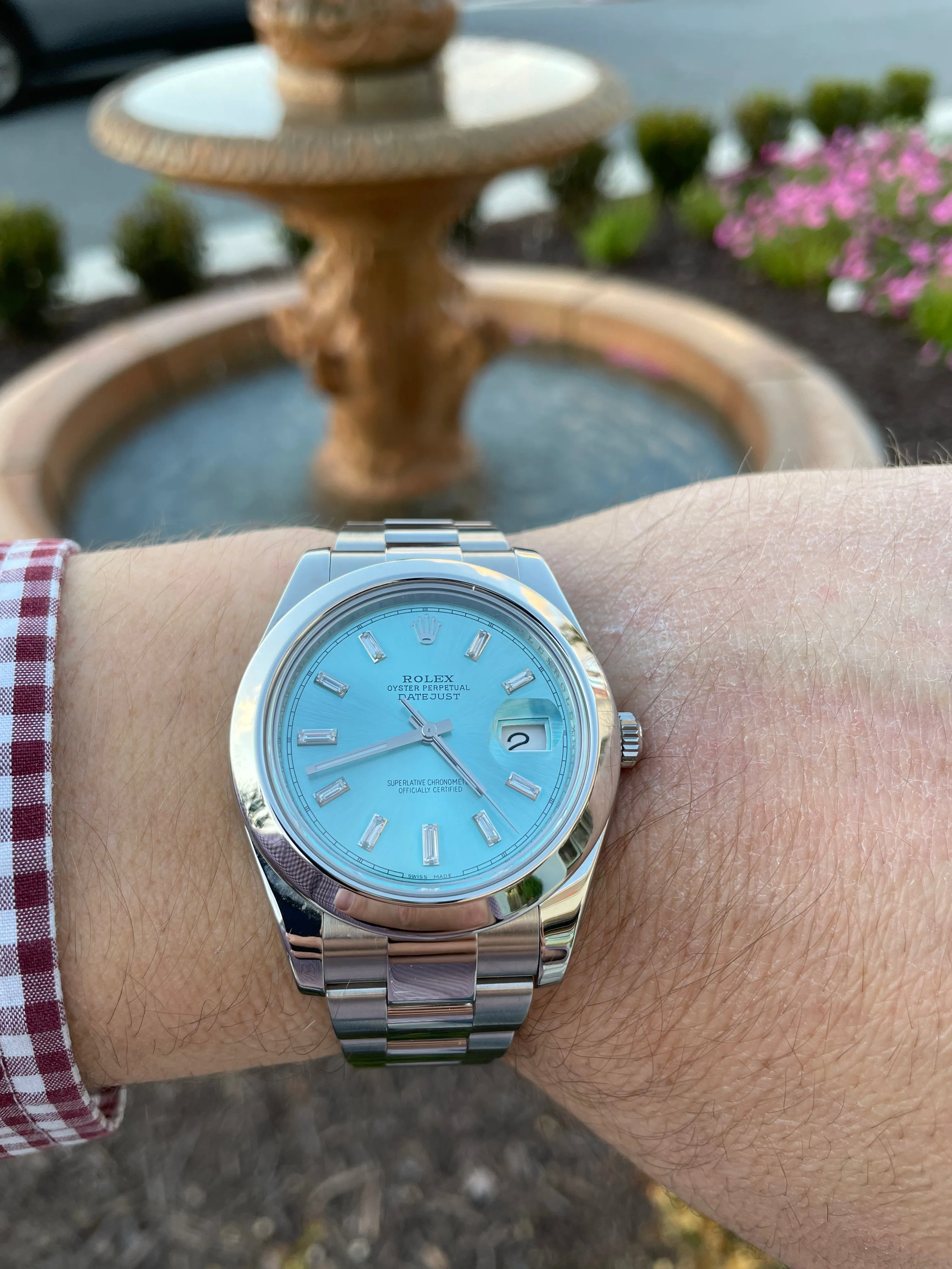 Rolex Datejust 41mm 116300 Stainless Steel Mens or Women’s Watch Refinished Ice Blue Diamond Dial Mint