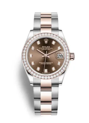 Rolex Datejust Chocolate Dial Automatic Ladies Steel and Everose Gold Oyster Watch 278381CHDO