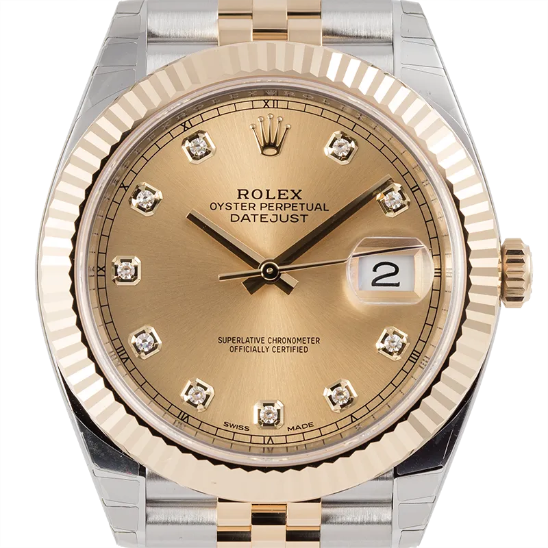 Rolex Datejust II 41 Steel and Yellow Gold Champagne/Diamonds Jubilee 126333