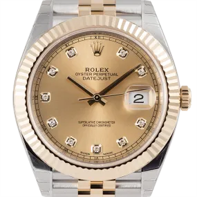 Rolex Datejust II 41 Steel and Yellow Gold Champagne/Diamonds Jubilee 126333
