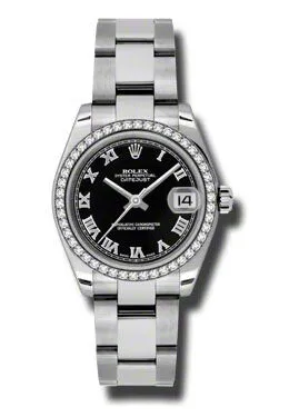 Rolex Datejust Lady 31 Black Dial Stainless Steel Oyster Bracelet Automatic Watch 178384BKRO