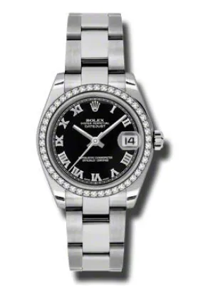 Rolex Datejust Lady 31 Black Dial Stainless Steel Oyster Bracelet Automatic Watch 178384BKRO