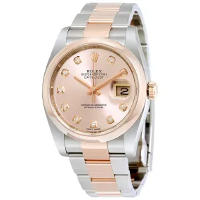 Rolex Datejust Pink Diamond Dial Steel and 18K Everose Gold Men's Watch 116201PDO