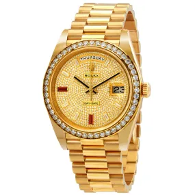 Rolex Day-Date 40 Automatic Gold Diamond Pave Dial Men's 18kt Yellow Gold President Watch 228348rbr-0030