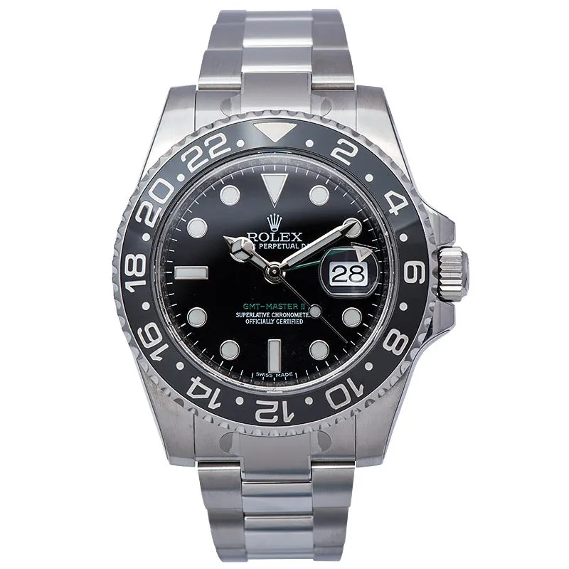 Rolex GMT-Master II Stainless Steel Watch Black Dial 116710LN Watch