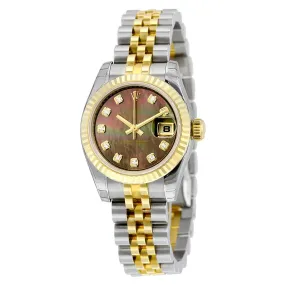 Rolex Lady Datejust 26 Black Mother of Pearl Dial Stainless Steel and 18K Yellow Gold Jubilee Bracelet Automatic Watch 179173BKMDJ