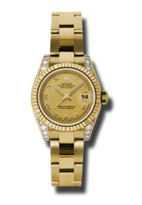 Rolex Lady Datejust 26 Champagne Dial 18K Yellow Gold Oyster Bracelet Automatic Watch 179238CRO