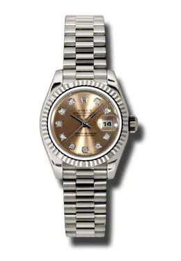 Rolex Lady-Datejust 26 Pink Dial 18K White Gold President Automatic Ladies Watch 179179PDP