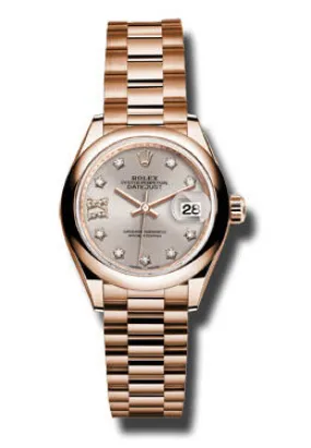 Rolex Lady-Datejust 28 Sundust Dial 18K Everose Gold President Automatic Ladies Watch 279165SNRDP