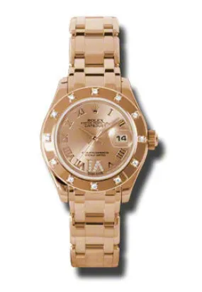 Rolex Lady-Datejust Pearlmaster Champagne Dial 18K Everose Gold Automatic Ladies Watch 80315CRDPM