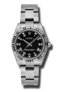 Rolex Oyster Perpetual 31 mm Black Dial Stainless Steel Bracelet Automatic Unisex Watch 177234BKRDO 177234BKDO