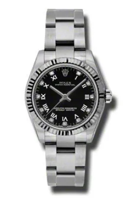 Rolex Oyster Perpetual 31 mm Black Dial Stainless Steel Bracelet Automatic Unisex Watch 177234BKRDO 177234BKDO